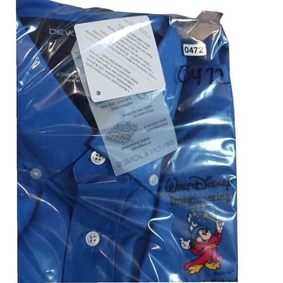 Devon & Jones imagineering Mens Button-Up Shirt Teflon-Protected Blue Medium - Picture 14 of 14